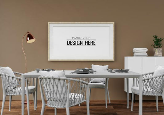 Free Poster Frame Mockup In Living Room Psd