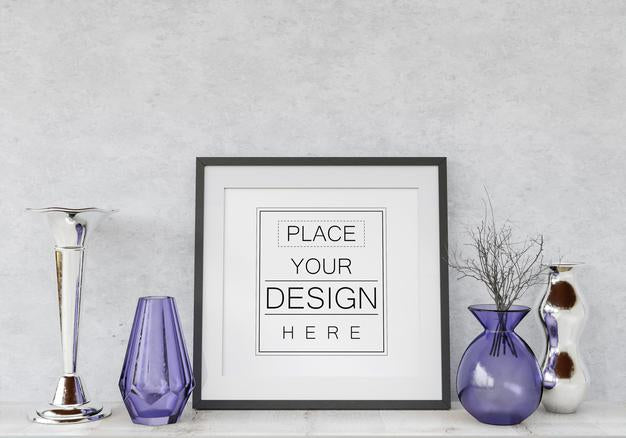 Free Poster Frame Mockup In Living Room Psd