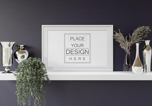 Free Poster Frame Mockup In Living Room Psd