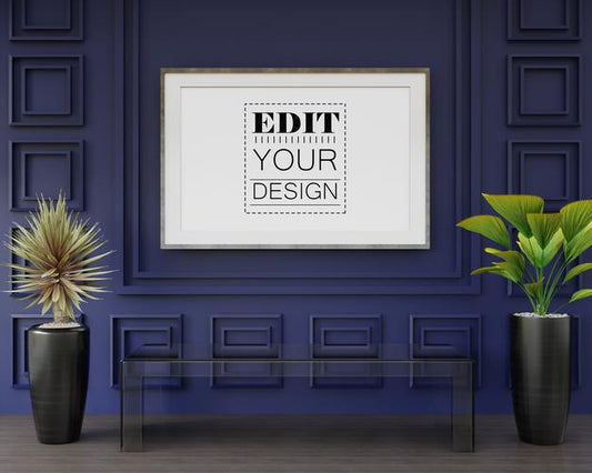 Free Poster Frame Mockup In Living Room Psd