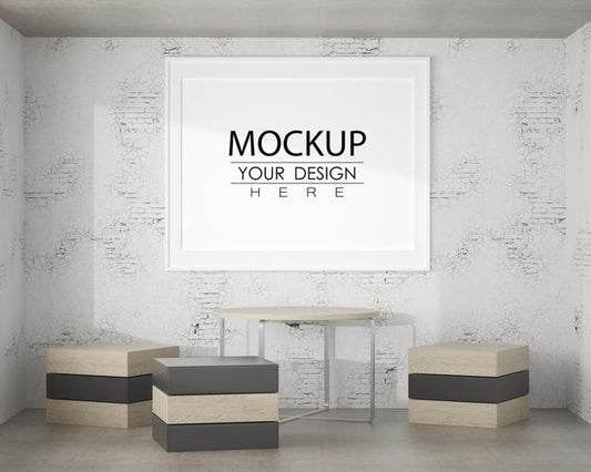 Free Poster Frame Mockup In Living Room Psd