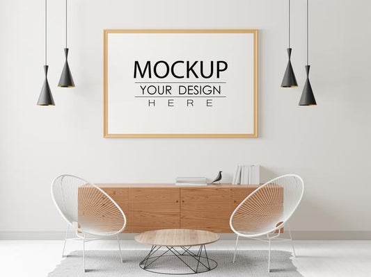 Free Poster Frame Mockup In Living Room Psd