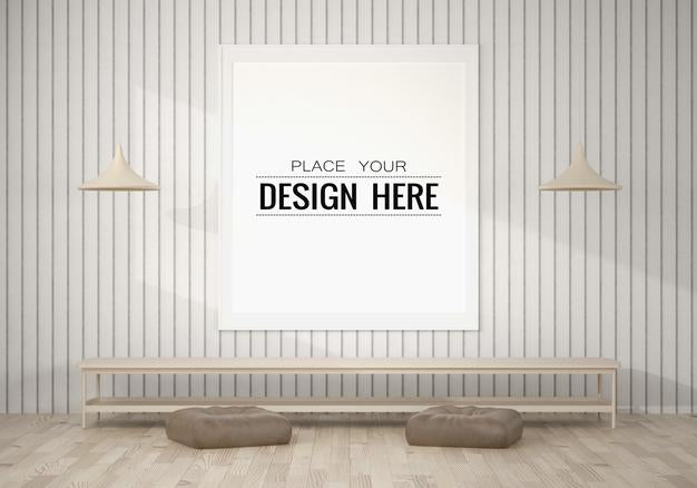 Free Poster Frame Mockup In Living Room Psd