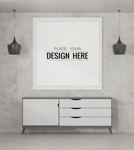 Free Poster Frame Mockup In Living Room Psd