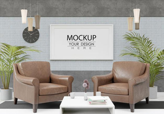 Free Poster Frame Mockup In Living Room Psd