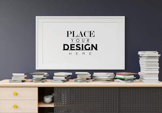 Free Poster Frame Mockup In Living Room Psd