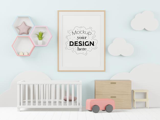 Free Poster Frame Mockup Interior In A Bedroom Psd