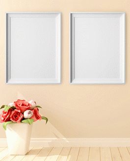 Free Poster Frame Mockup With Beautiful Flowers