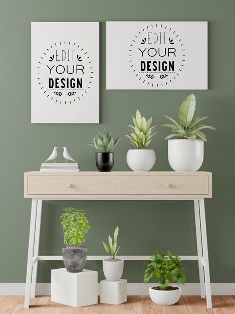 Free Poster Frames In Hall Mockup Psd