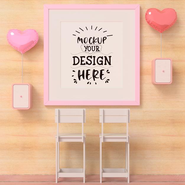 Free Poster Frames In Living Room Mockup Psd