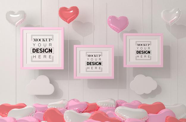 Free Poster Frames In Living Room Mockup Psd