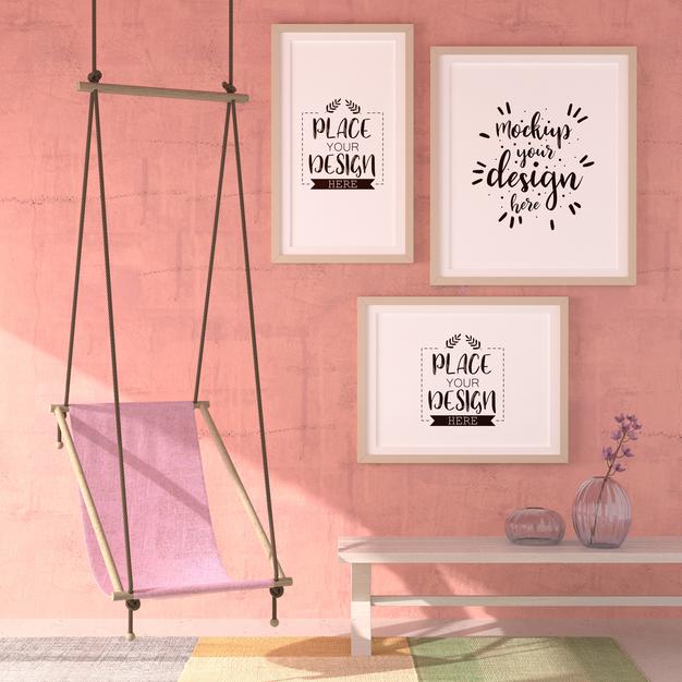 Free Poster Frames In Living Room Psd
