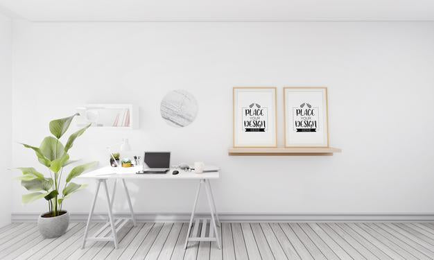 Free Poster Frames In Office Mockup Psd