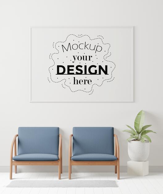 Free Poster Frames In Waiting Room Mockup Psd