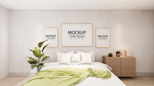 Free Poster Frames Mockup Interior In A Bedroom Psd