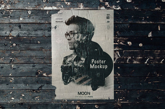 Free Vintage Flyer Poster Mockup with Rough Wooden Vibes