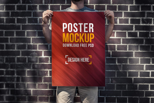 Free Poster Mockup Psd – 4 Mockups Bundle Bie