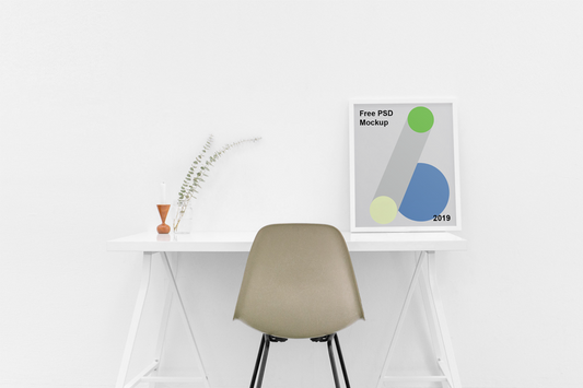 Free Poster On Table Mockup
