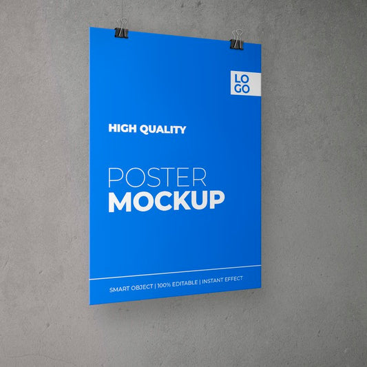 Free Poster Overhead With Clips Mockup Psd