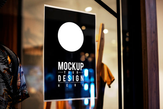 Free Poster Sign Mockup On A Window Psd