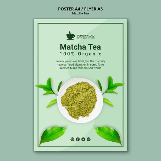 Free Poster Template Concept For Matcha Tea Psd
