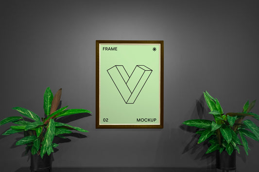 Free Poster With Plants Mockup