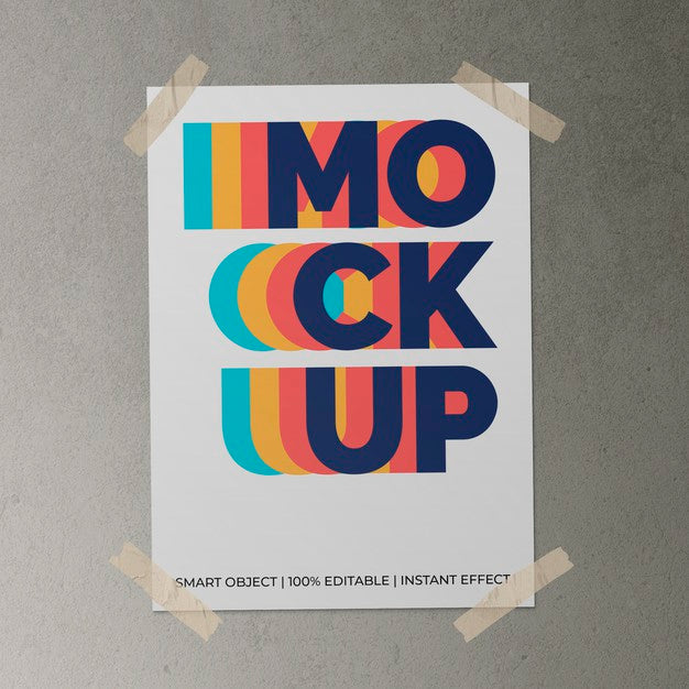 Free Poster With Tape Mockup Psd