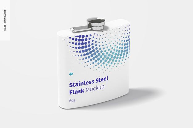 Free Powder Coated Stainless Steel Flask Mockup Psd