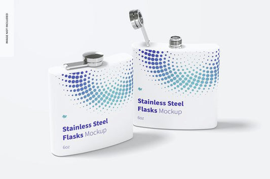 Free Powder Coated Stainless Steel Flasks Mockup Psd