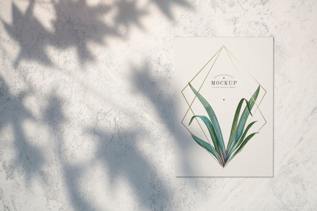 Free Premium Quality Card Mockup With Leaves And Golden Frames Psd