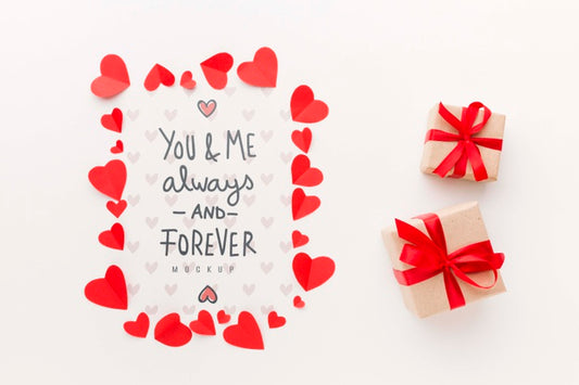 Free Presents And Heart Shapes Arrangement Psd