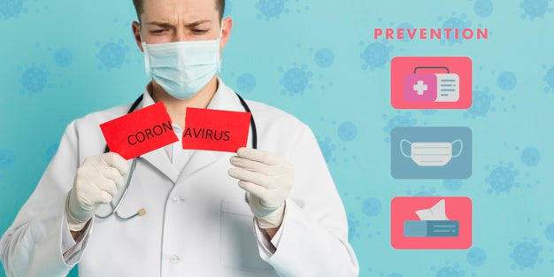 Free Prevention Against Coronavirus And Man With Mask Psd