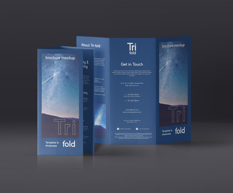 Free Tri Fold Psd Mockup US A4 Front View