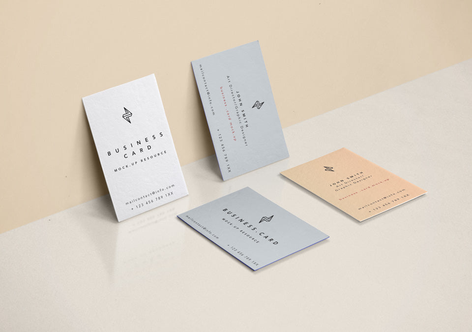 Free Side View of Business Card Mockup