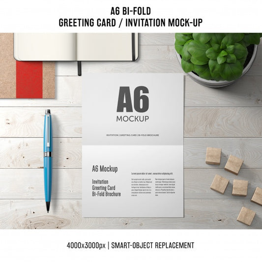 Free Professional A6 Bi-Fold Greeting Card Template Psd