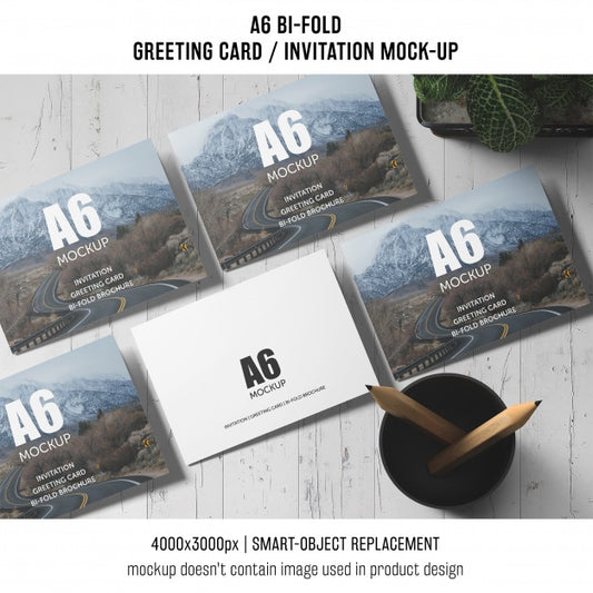 Free Professional A6 Bi-Fold Invitation Card Template Psd