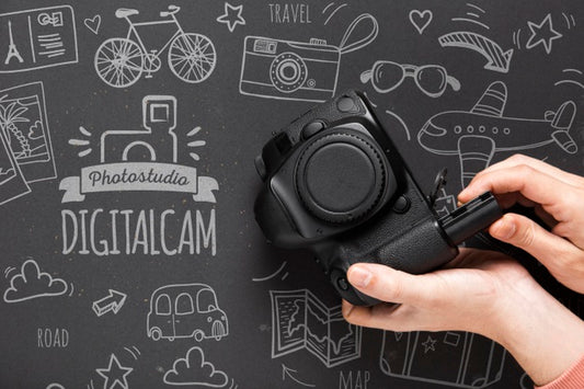 Free Professional Camera On Table Psd