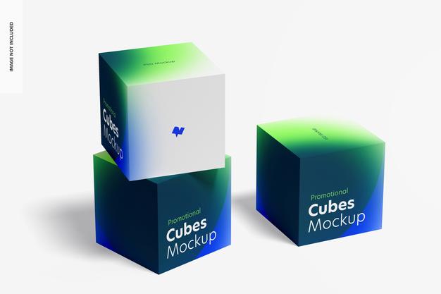 Free Promotional Cubes Display Mockup, Stacked Psd – CreativeBooster