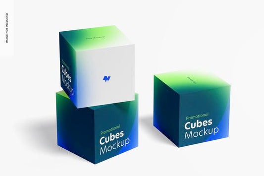 Free Promotional Cubes Display Mockup, Stacked Psd