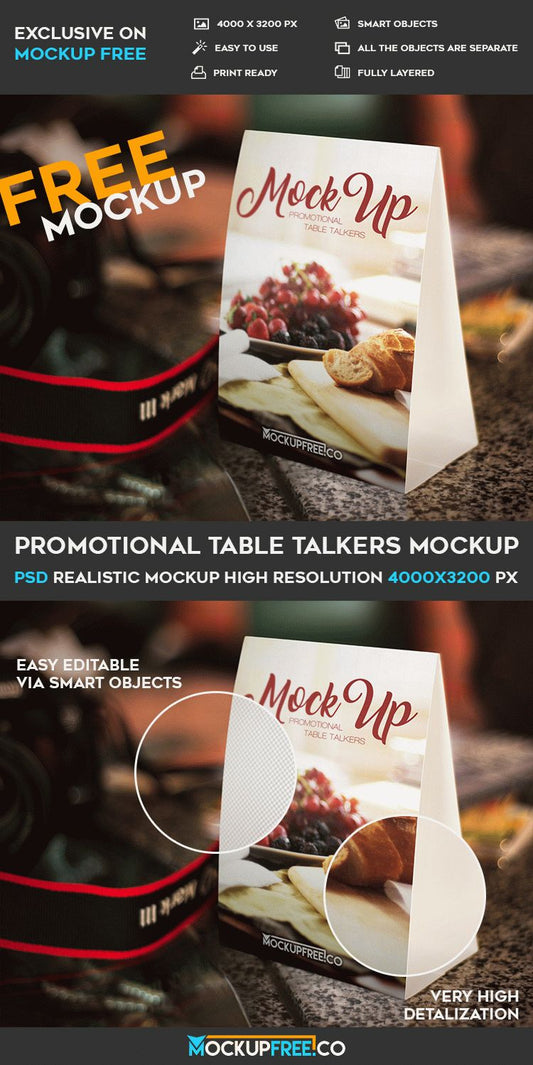Free Promotional Table Talkers – Psd Mockup