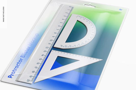 Free Protractor Blister Mockup, Close Up Psd