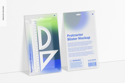 Free Protractor Blisters Mockup, Leaned Psd