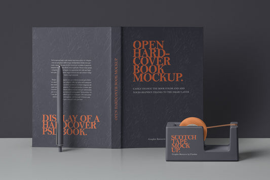 Free Psd Open Hardcover Book Mockup V3