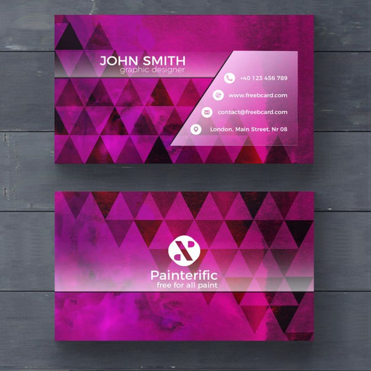 Free Purple Business Card With Triangle Shapes Psd