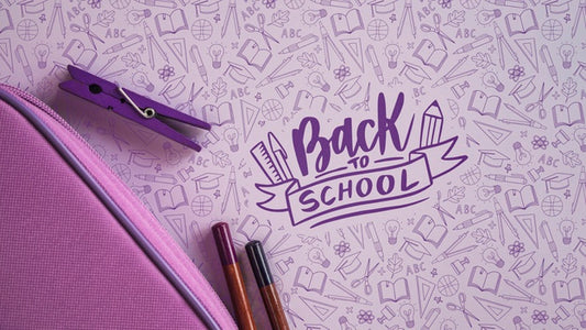 Free Purple Supplies For Back To School Event Psd