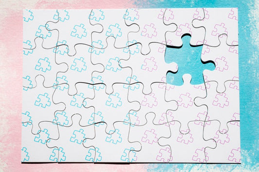 Free Puzzle Pieces On Pink And Blue Background Psd