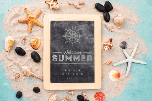 Free Quote With Nautical Summer On Chalkboard Psd