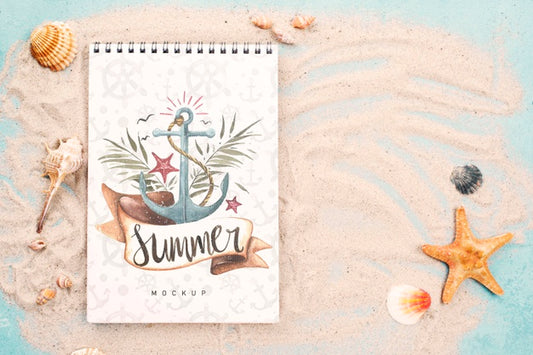 Free Quote With Nautical Summer On Notebook Psd