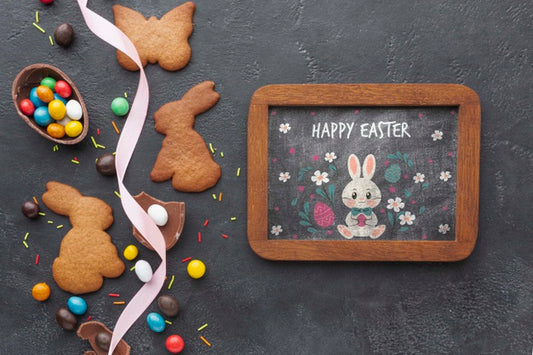 Free Rabbit Shape Cookies With Eggs Psd