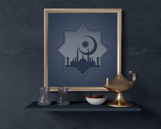 Free Ramadan Arrangement With Frame Mock-Up Psd